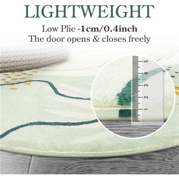 Green Botanical Print Small Throw Rugs Modern Abstract Non-Slip 3x5 Minimalist - Picture 6 of 6